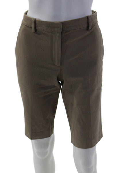 Theory Unisex Bermuda Chino Shorts Brown Hook & Eye Size 2