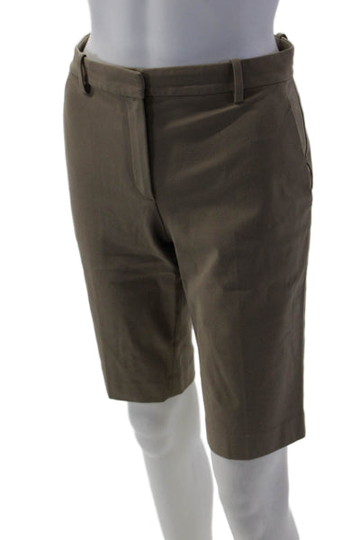Theory Unisex Bermuda Chino Shorts Brown Hook & Eye Size 2