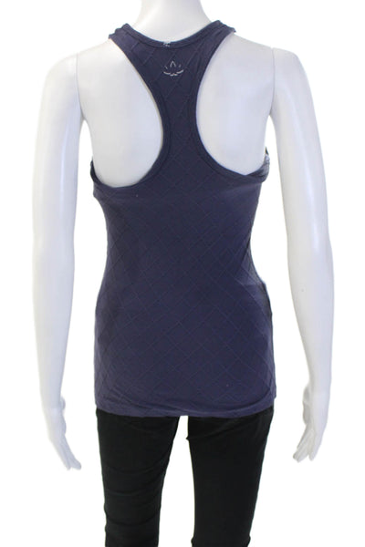 Beyond Yoga Women Basic Tank Dark Blue Nylon Argyle Round Neck Size S