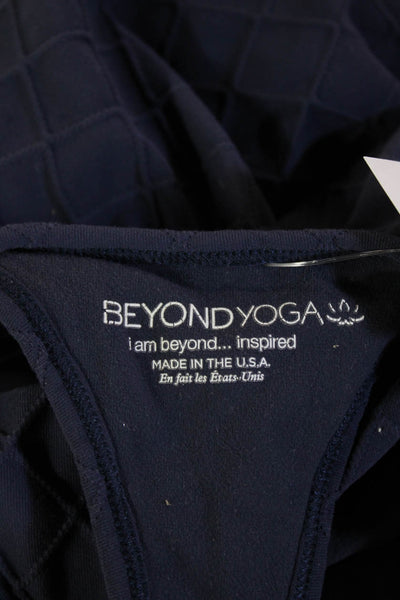 Beyond Yoga Women Basic Tank Dark Blue Nylon Argyle Round Neck Size S