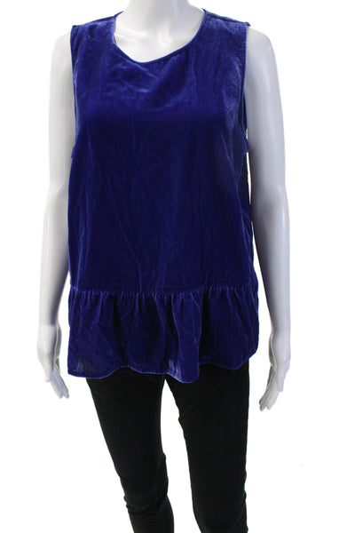 J Crew Womens Dark Blue Sleeveless Round Neck Blouse 74% Viscose Size 12