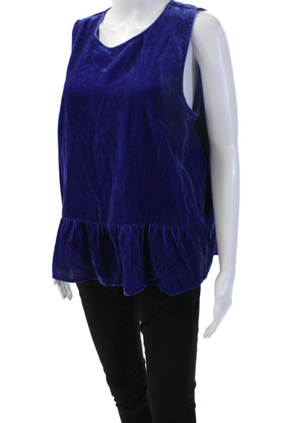J Crew Womens Dark Blue Sleeveless Round Neck Blouse 74% Viscose Size 12