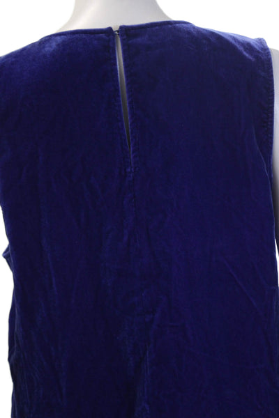 J Crew Womens Dark Blue Sleeveless Round Neck Blouse 74% Viscose Size 12