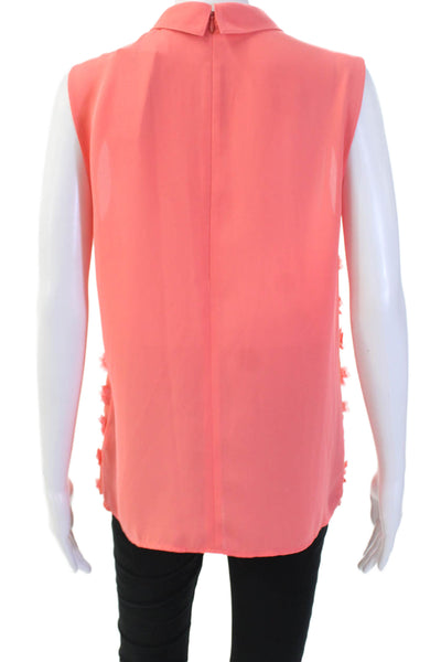 Halogen Women Sleeveless Collared Floral Zip Polyester Blouse Size M