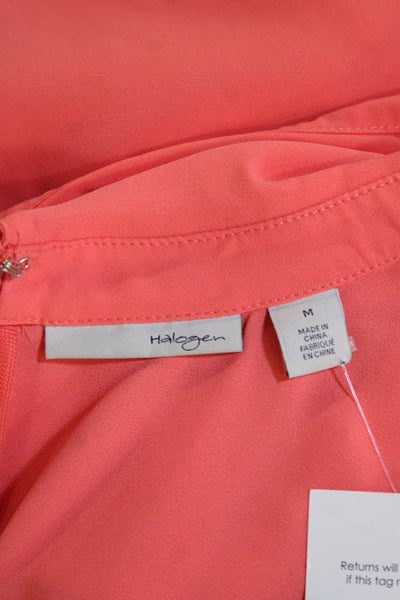 Halogen Women Sleeveless Collared Floral Zip Polyester Blouse Size M