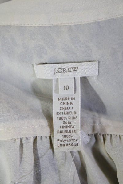 J Crew Women Silk High Neck Sleeveless Animal Print Button Up Blouse Size 10