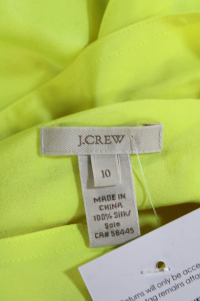 J Crew Womens Yellow Collared Button Up Blouse Long Sleeve Polyester Size 10