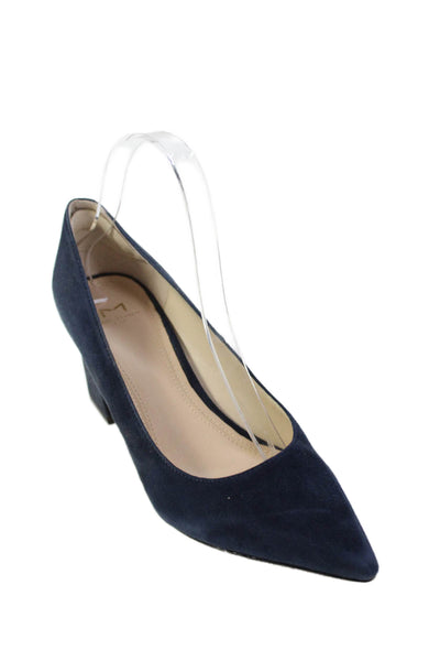 Marc Fisher Womens Pointed Toe Slip On Block Heels Navy Size 7