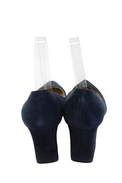 Marc Fisher Womens Pointed Toe Slip On Block Heels Navy Size 7
