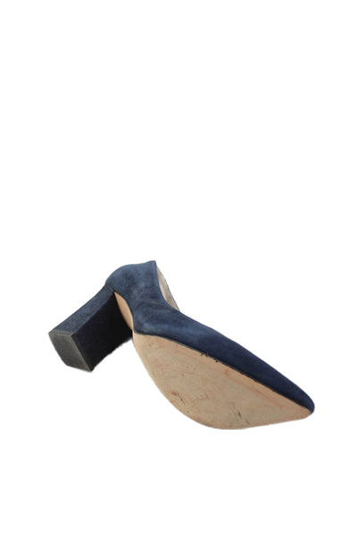 Marc Fisher Womens Pointed Toe Slip On Block Heels Navy Size 7