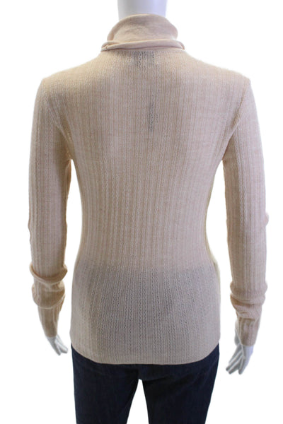 Tanya Taylor Women Turtleneck Pullover Sweater Beige Merino Wool Size S