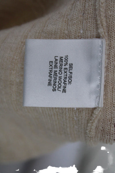 Tanya Taylor Women Turtleneck Pullover Sweater Beige Merino Wool Size S