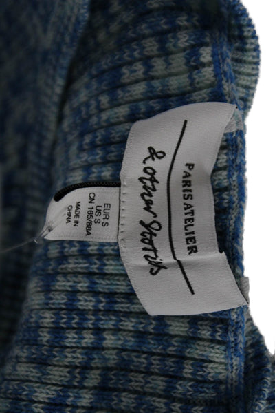 Paris Atelier + Other Stories Unisex Pullover Sweater Blue Geometric Size S