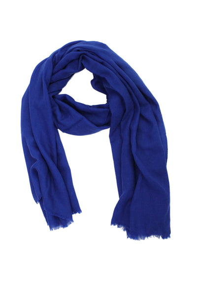 Club Monaco Womens Wool Fringe Classic Wrapped Scarf Blue Size 76" x 15"