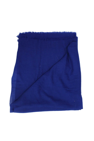 Club Monaco Womens Wool Fringe Classic Wrapped Scarf Blue Size 76" x 15"