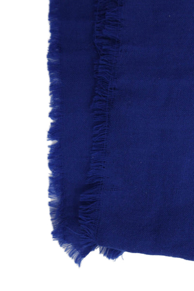 Club Monaco Womens Wool Fringe Classic Wrapped Scarf Blue Size 76" x 15"