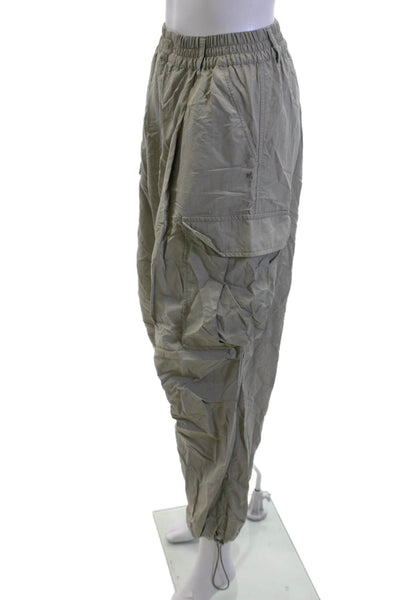 Zara Unisex Cargo Windbreaker Pants Nylon Gray Button Solid Army Fall Size XS