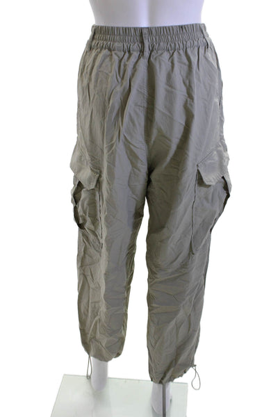 Zara Unisex Cargo Windbreaker Pants Nylon Gray Button Solid Army Fall Size XS