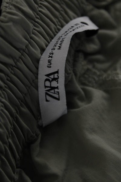 Zara Unisex Cargo Windbreaker Pants Nylon Gray Button Solid Army Fall Size XS