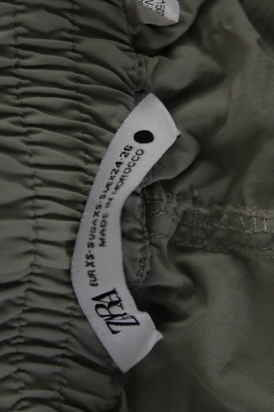 Zara Unisex Cargo Windbreaker Pants Nylon Gray Button Solid Army Fall Size XS