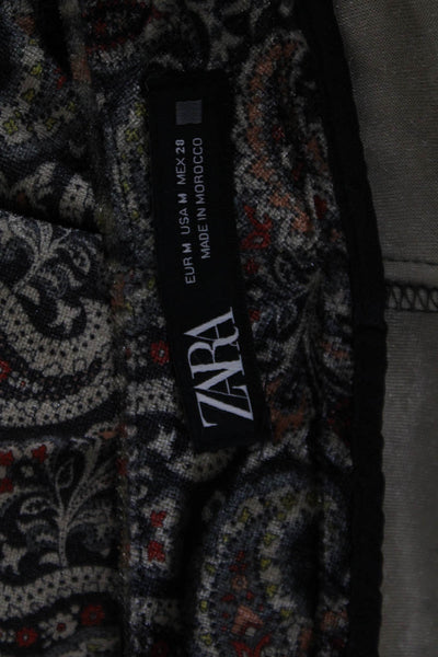 Zara Unisex Dress Pants Black Paisley Drawstring Polyester Bohemian Size M