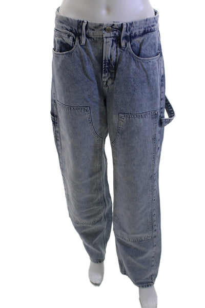 Good American Unisex Straight Wide Leg Jeans Gray High Rise Size 27