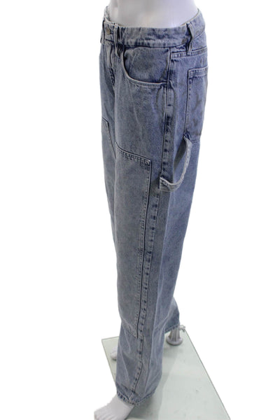 Good American Unisex Straight Wide Leg Jeans Gray High Rise Size 27