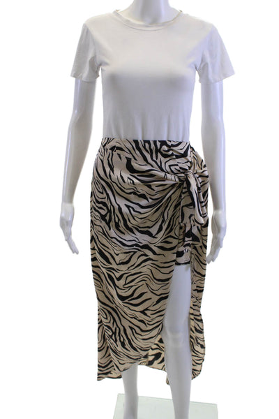Show Me Your Mumu Women Beige Animal Print Wrap Maxi Skirt Size S