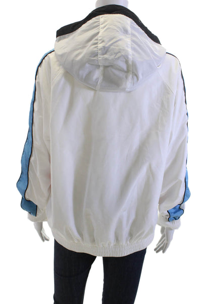 PE Nation Womens Windbreaker Black High Neck Drawstring Geometric Size M