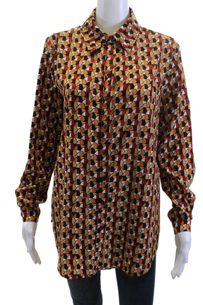 Pretty Little Thing Women Beige Geometric Collared Tunic Buttonup Size 4