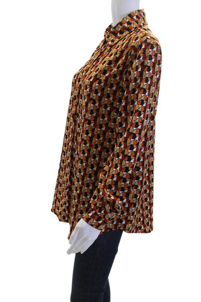 Pretty Little Thing Women Beige Geometric Collared Tunic Buttonup Size 4
