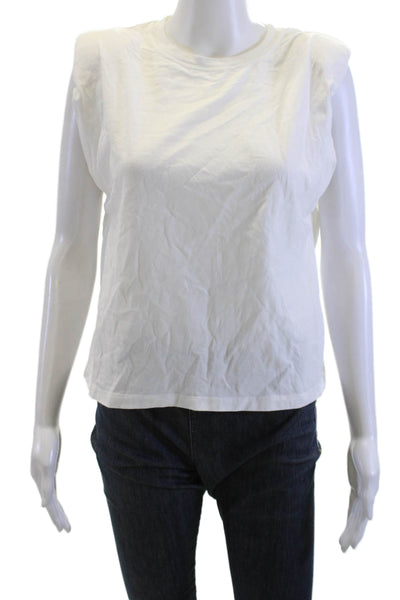 Zara Womens Basic Sleeveless Crew Neck Cotton T-Shirt White Size S