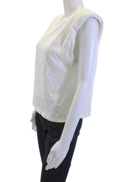 Zara Womens Basic Sleeveless Crew Neck Cotton T-Shirt White Size S