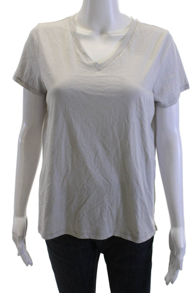 Goldie Women Gray 100% Pima Cotton V-Neck Short Sleeve Basic T-Shirt Size M