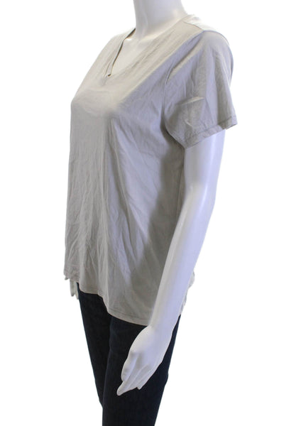 Goldie Women Gray 100% Pima Cotton V-Neck Short Sleeve Basic T-Shirt Size M