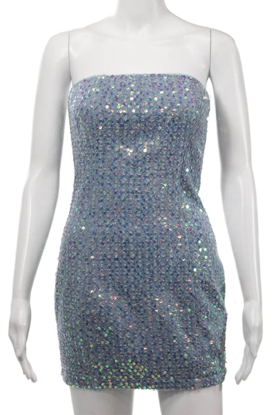 Superdown Womens Bodycon Mini Sleeveless Blue Polyester Dress Size 2XS