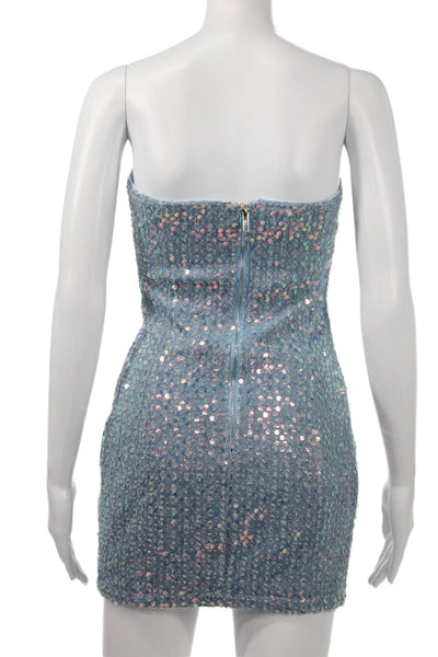 Superdown Womens Bodycon Mini Sleeveless Blue Polyester Dress Size 2XS