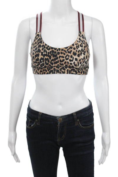 The Upside Womens Sleeveless Animal Print Sports Bra Brown Size 6