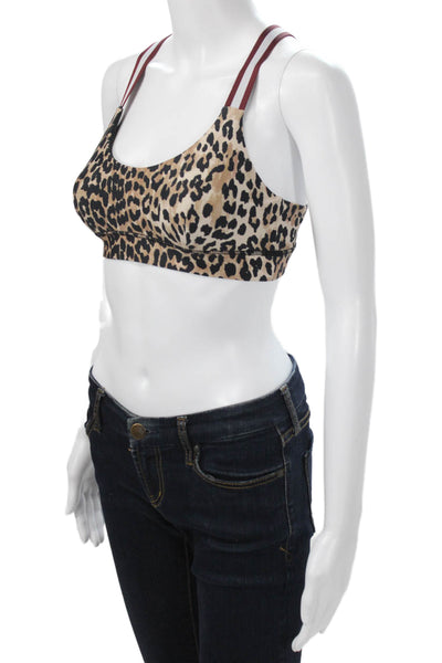 The Upside Womens Sleeveless Animal Print Sports Bra Brown Size 6