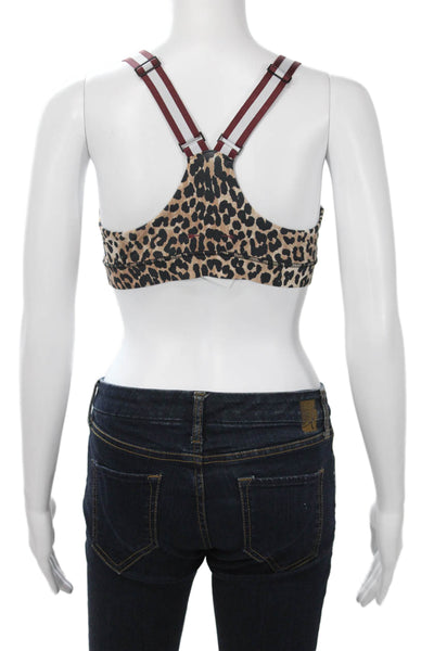The Upside Womens Sleeveless Animal Print Sports Bra Brown Size 6