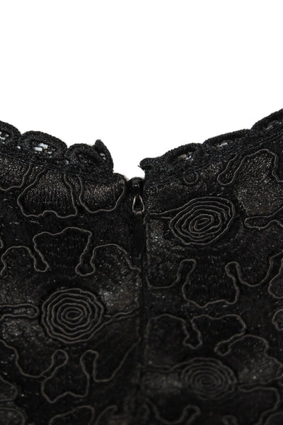 Alexis Women Fit & Flare Black Floral Knee Length Dress Sleeveless Size XS