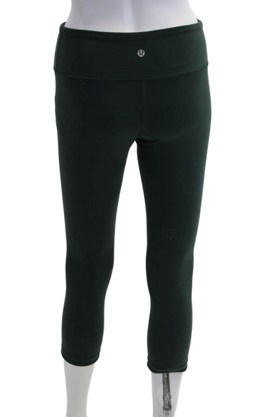 Lululemon Womens Green Capri Leggings Nylon Blend Solid Army Size 6