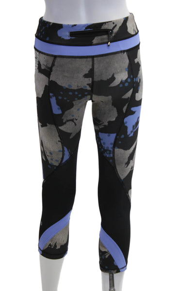 Lululemon Women Capri Leggings Black Graphic Print Nylon Blend Size 4