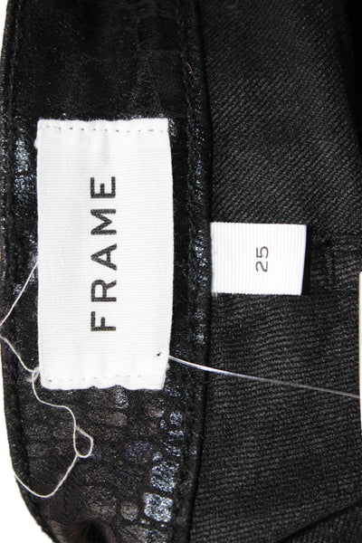 Frame Womens Ankle Cropped Animal Print Black Pants Size 25