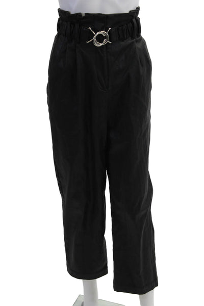 Derek Lam 10 Crosby Women Paperbag Cropped Ankle Pants Black Size 4