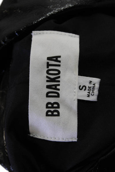 BB Dakota Women Biker Motorcycle Jacket Black Buckle PU Collared Size S