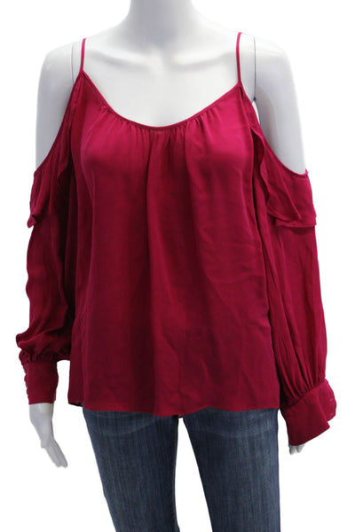 Parker Women Bohemian Red Silk 3/4 Sleeve Blouse Size M