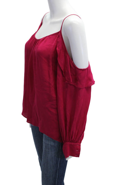 Parker Women Bohemian Red Silk 3/4 Sleeve Blouse Size M