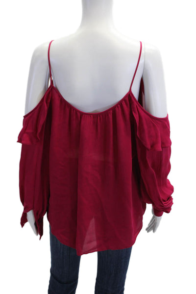 Parker Women Bohemian Red Silk 3/4 Sleeve Blouse Size M