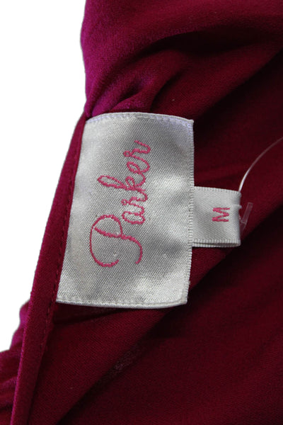 Parker Women Bohemian Red Silk 3/4 Sleeve Blouse Size M